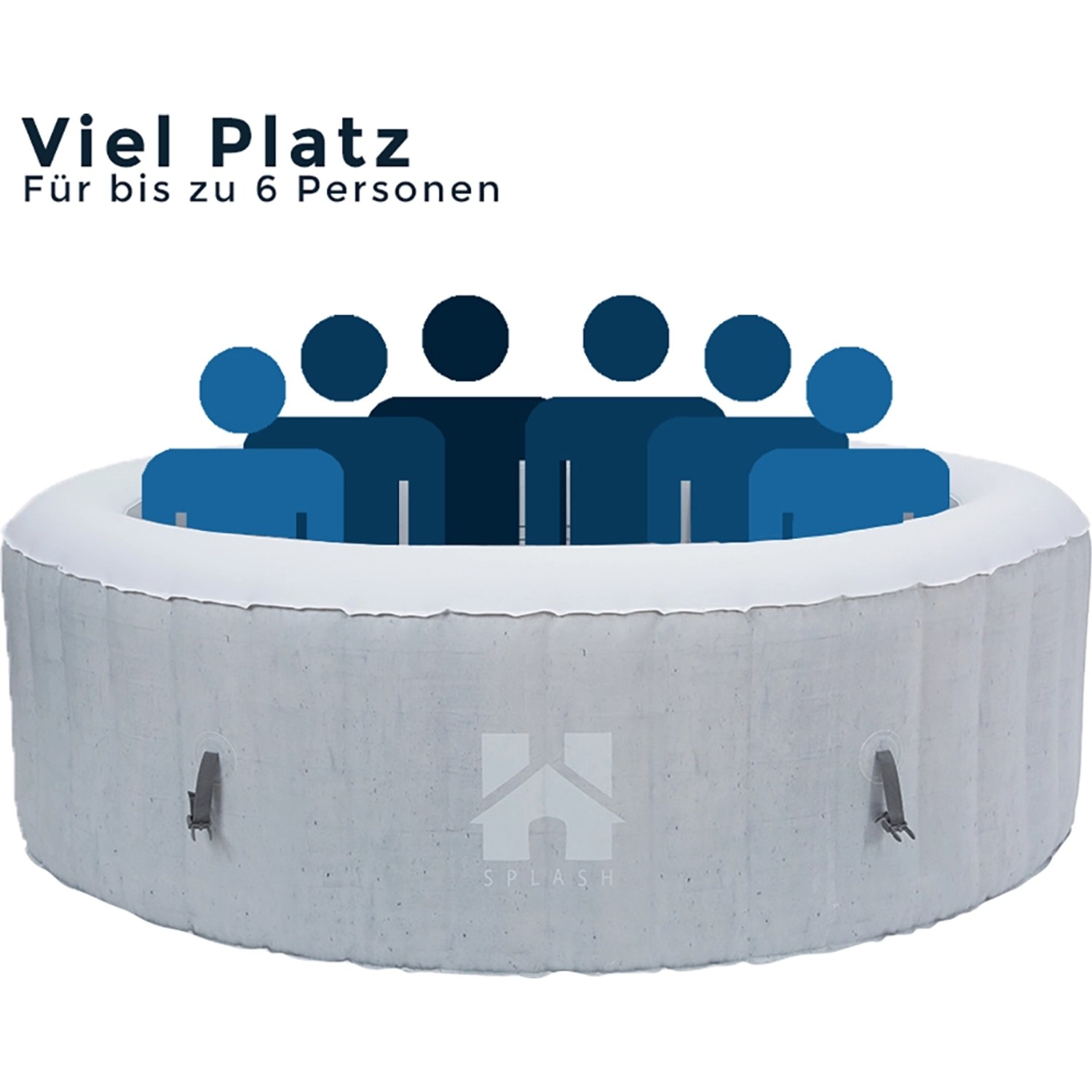 Home Deluxe Whirlpool Splash in Betonoptik, runder aufblasbarer Pool für bis zu 6 Personen.