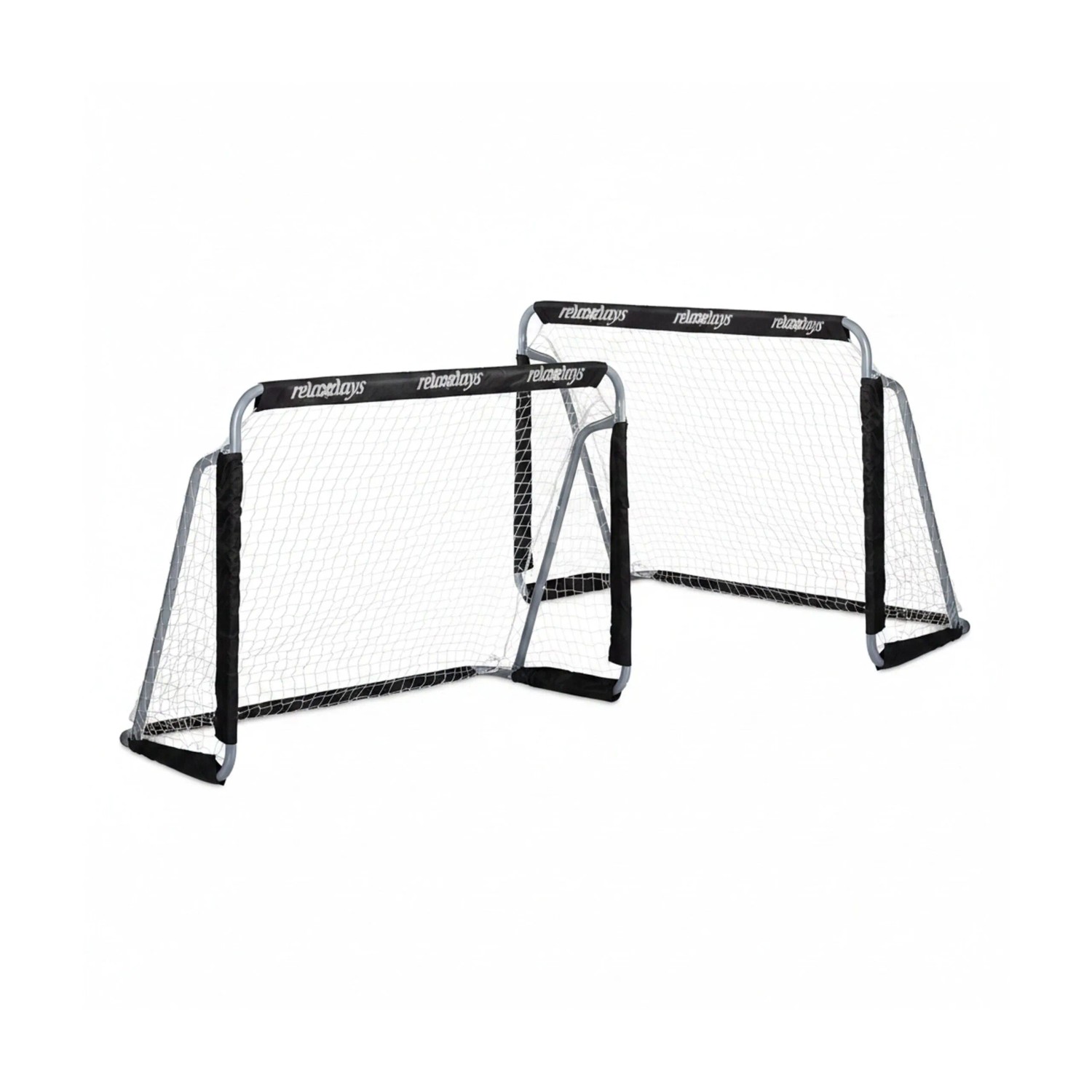 Relaxdays Fußballtor 2er Set Eisen Schwarz Stabil 110 cm x 150 cm x 75 cm 5,8 kg