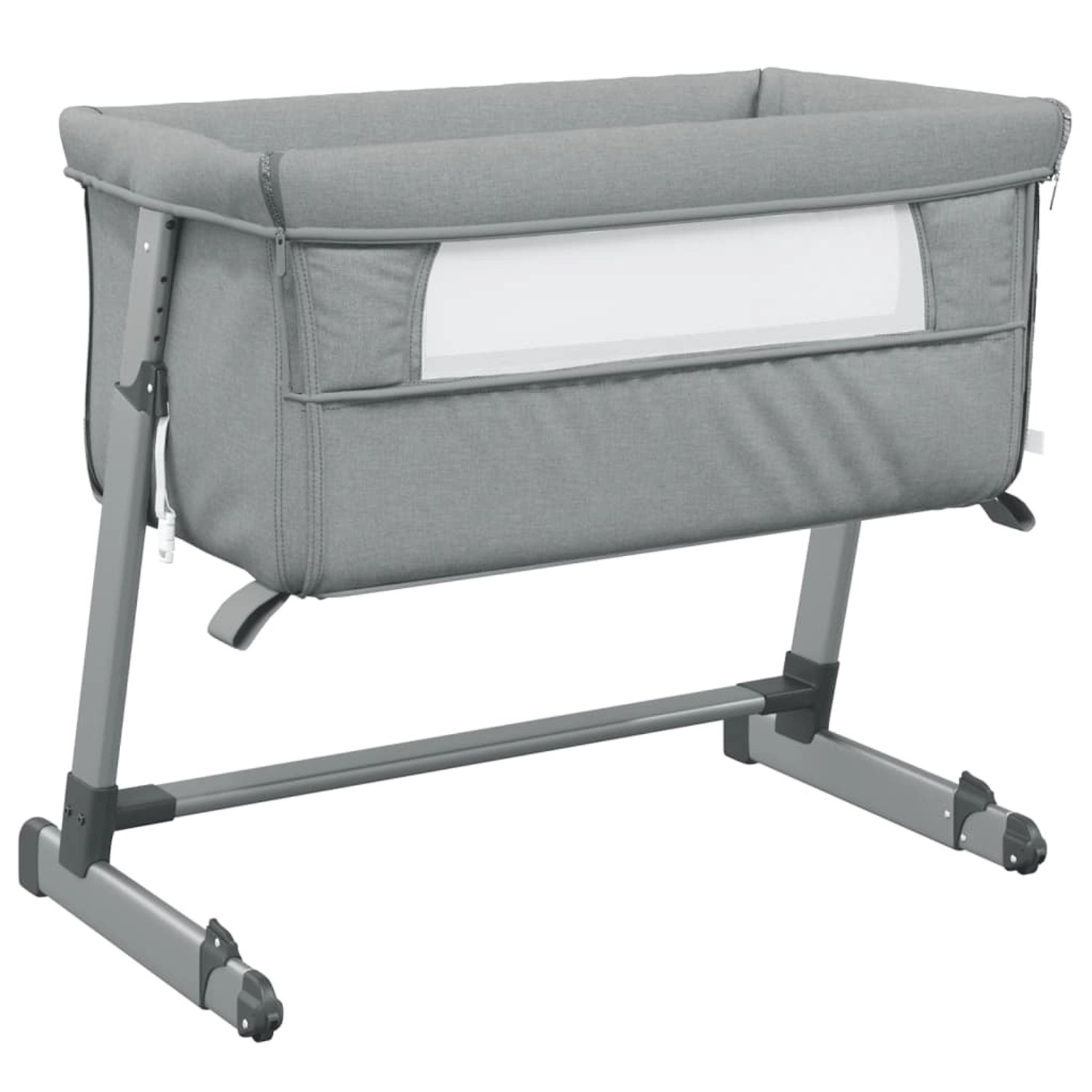 vidaXL Babybett mit Matratze Hellgrau Leinenstoff 10295