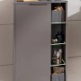 Fackelmann Midischrank B.Paris, links, 47 cm, Cubanit Grau, mit Tür und offenen, beleuchteten Fächern.
