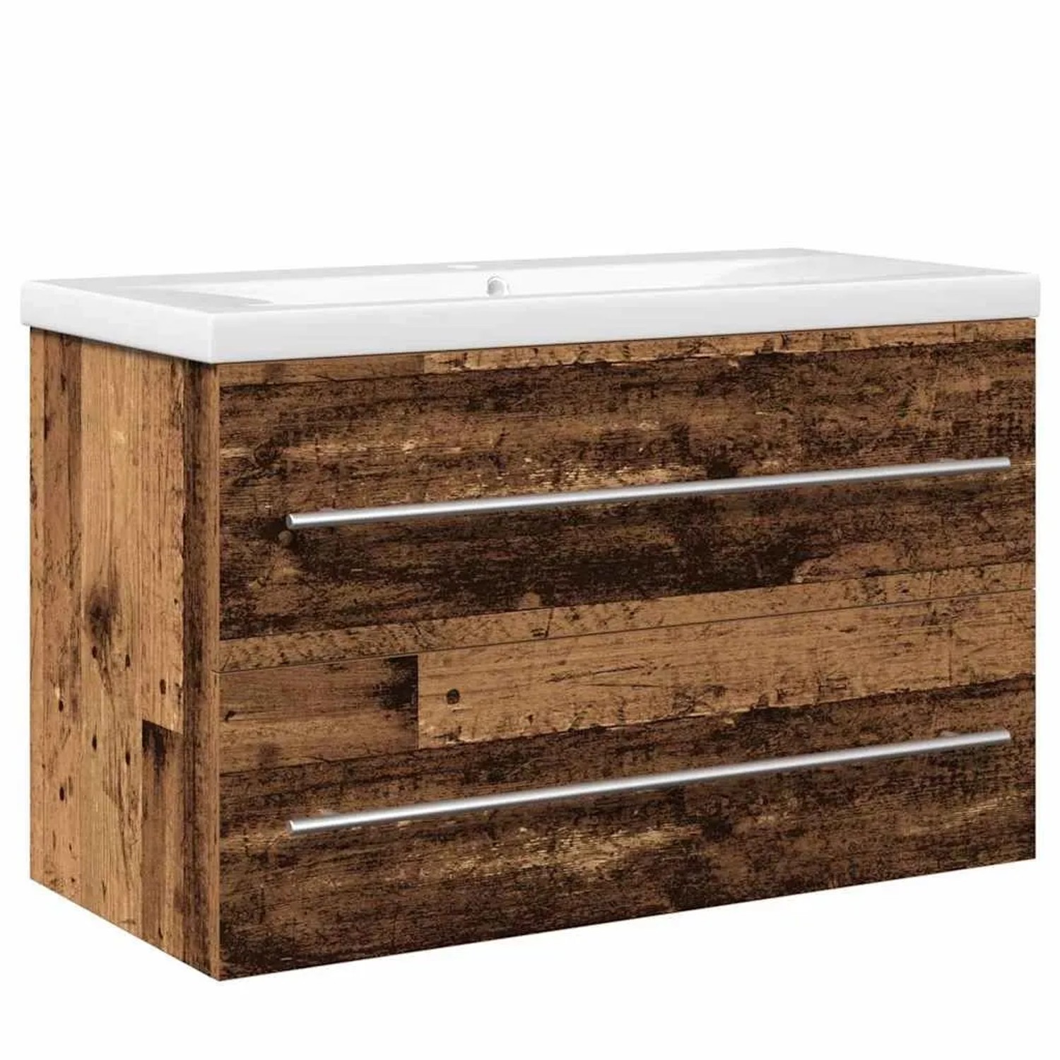 vidaXL Waschbeckenschrank Wandmontiert 2-Tlg Altholz 80 x 38,5 x 48 cm 3333 günstig online kaufen
