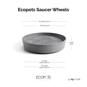 Ecopots Untersetzer mit Rollen Amsterdam Ø 42 cm Grau