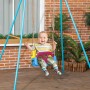 Outsunny Babyschaukel mit blauem Gestell und verstellbaren Seilen, Kind sitzt lachend in der Schaukel.