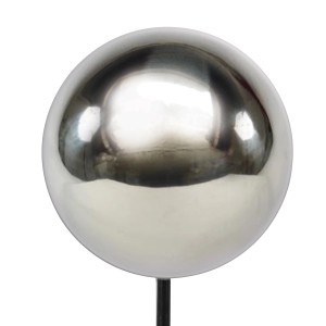 Gartenstecker mit glänzender Edelstahlkugel, silberfarben, 55 cm hoch.