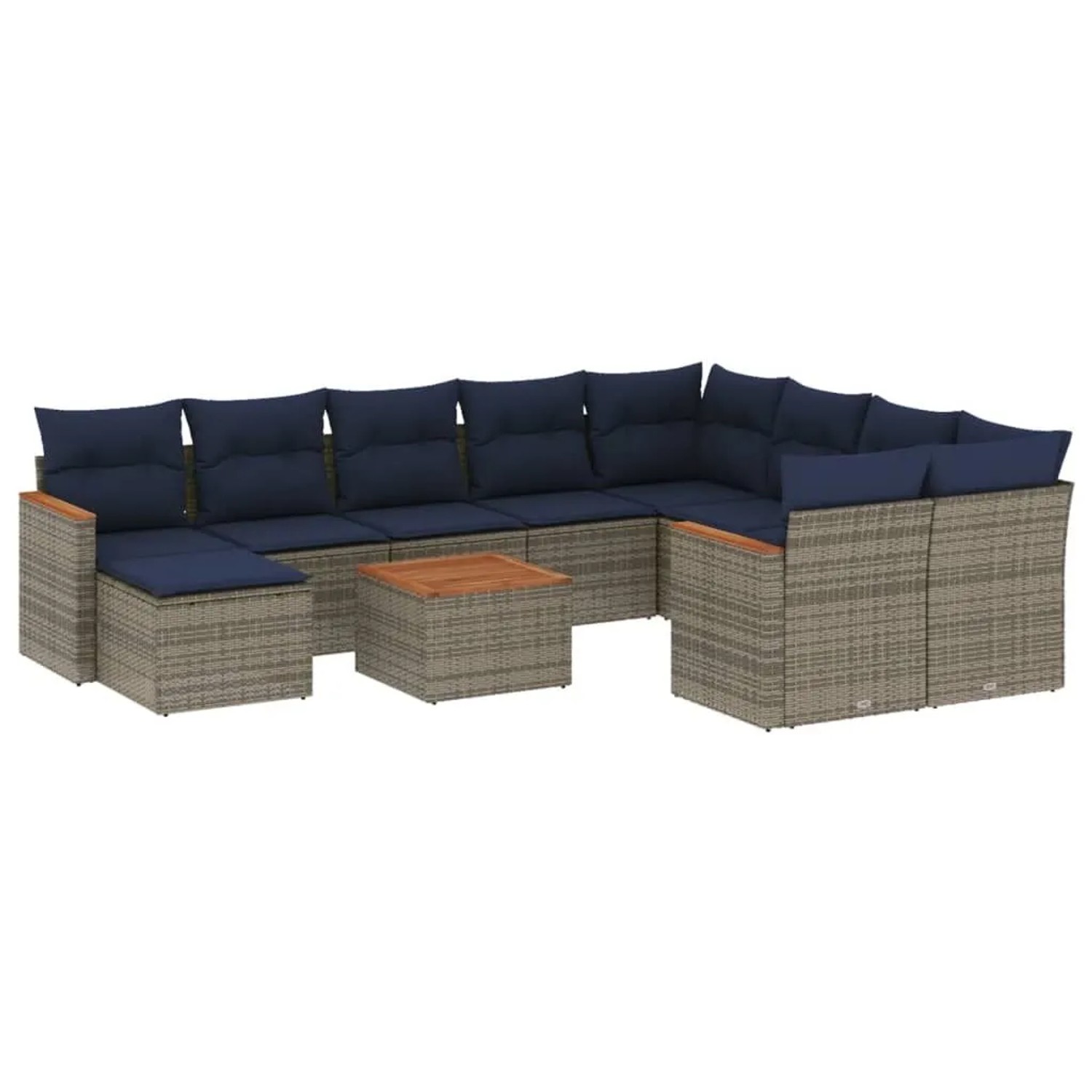 vidaXL 11-Tlg Gartensofa-Set mit Kissen Grau Polyrattan 3226565 günstig online kaufen