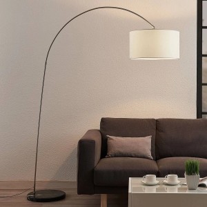 Lindby Stehlampe Bogenleuchte Belinda 9624578 Modern in Weiß aus Textil 1-flammig E27 Wohnzimmerleuchte