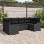 Schwarzes 6-teiliges Garten-Sofa-Set aus Poly Rattan von vidaXL für den Außenbereich.