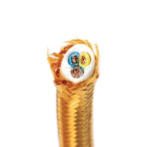 Goldenes 3-adriges Textilkabel (Meterware) für Lampen und Leuchten.