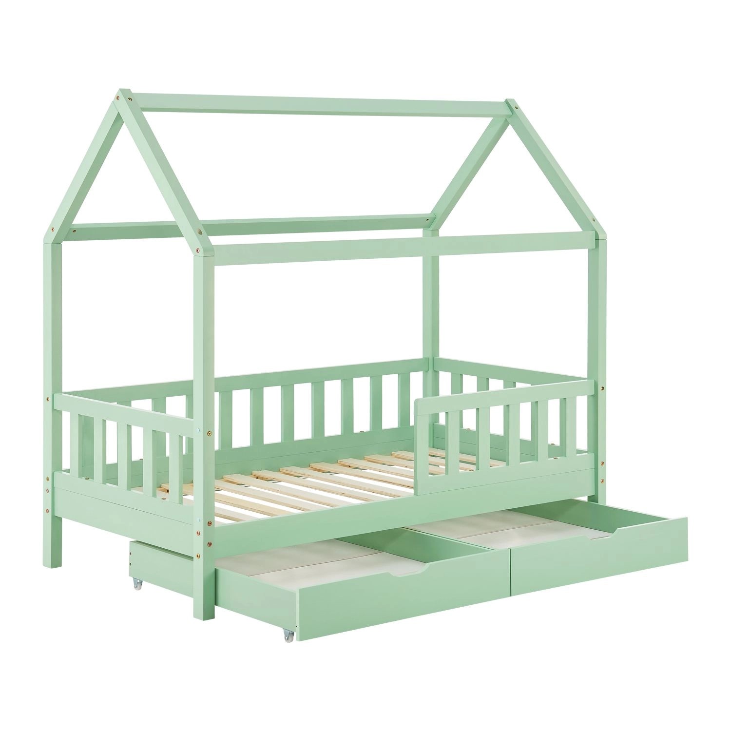 Juskys Kinderbett Marli 80 x 160 cm mit Bettkasten Mint günstig online kaufen