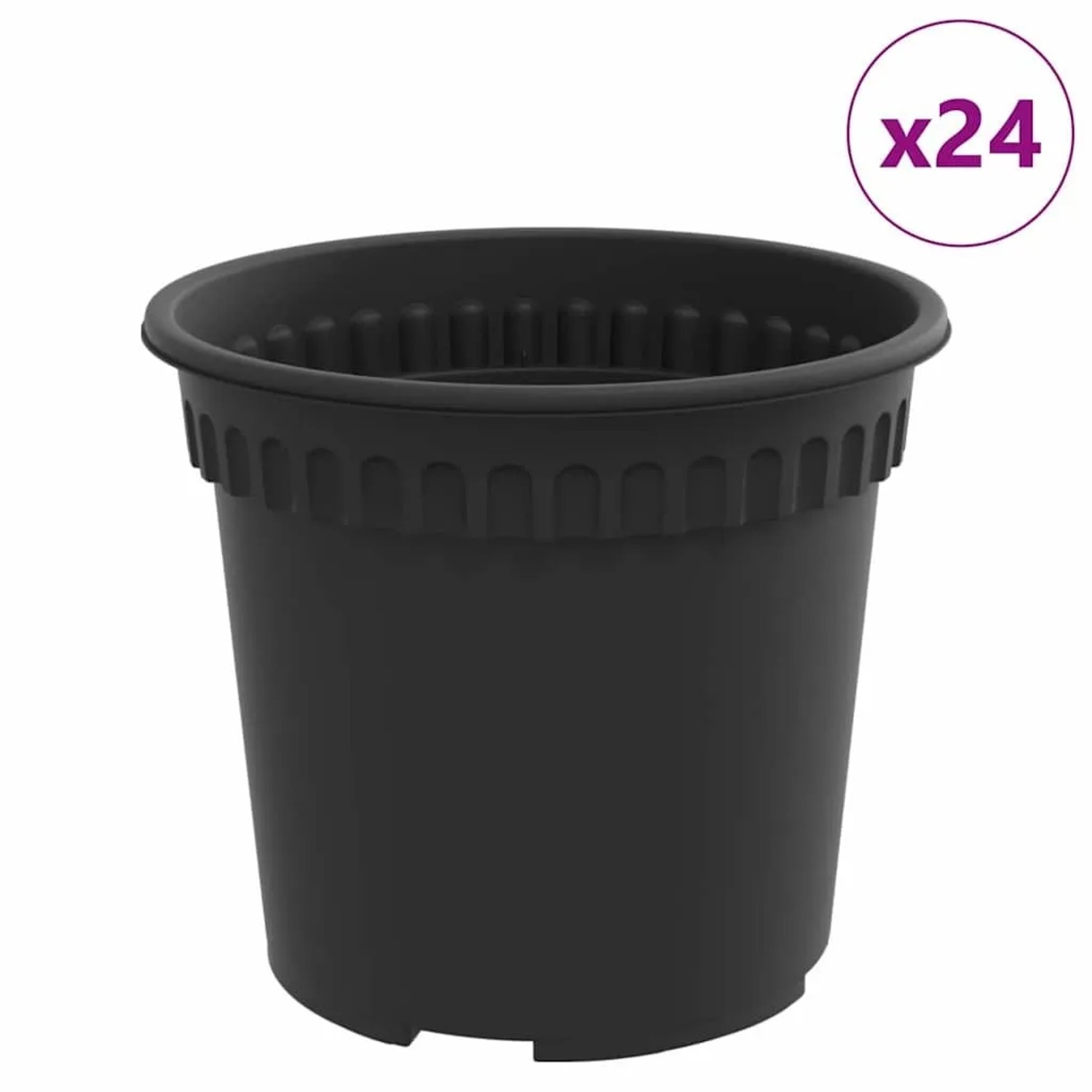 vidaXL Runder Blumentopf 24 Stk Schwarz Ø 15 x 12 cm Kunststoff 42020276