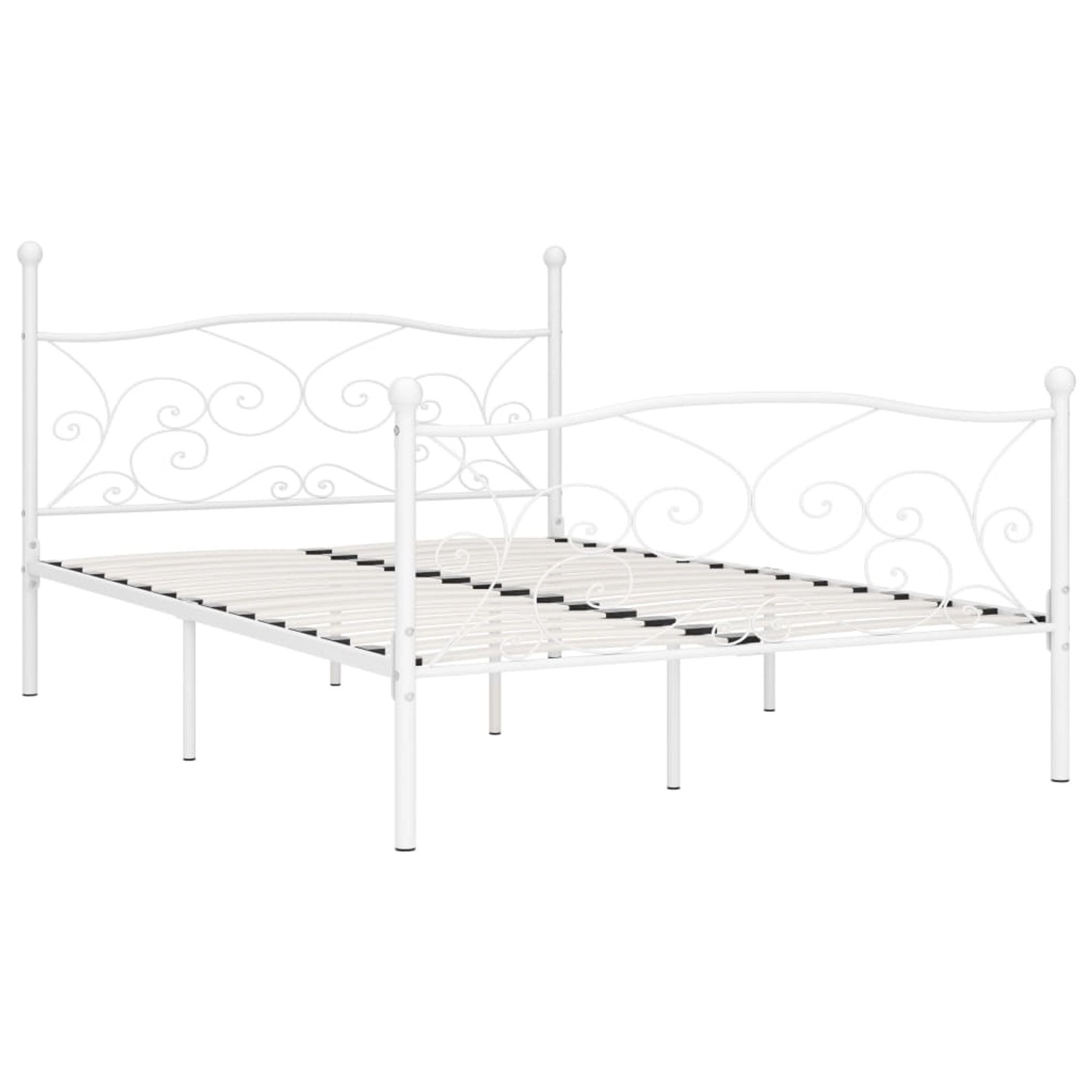 vidaXL Bettgestell mit Lattenrost Weiß Metall 140 x 200 cm618219