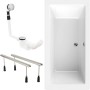 Calmwaters Duo-Badewanne Modern Square 200x90 cm Set mit Füßen und Ablaufgarnitur.