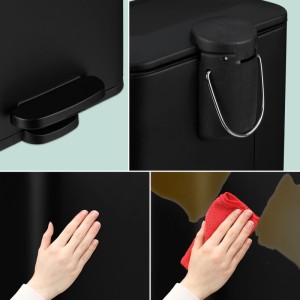 Relaxdays Badmülleimer Eisen Kunststoff Schwarz Softclose 5 l 29 cm x 23 cm x 20 cm 1 kg