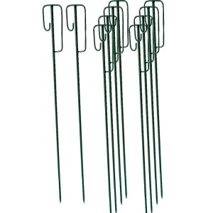 Set aus 10 grünen UVV Absperrleinenhaltern aus Stahl, 120cm lang, mit Laterneneisen für Absperrbänder.