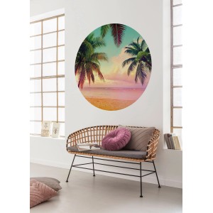 Komar Vliesfototapete Dot Getaway mit Palmenstrand, selbstklebend, Ø 125 cm.