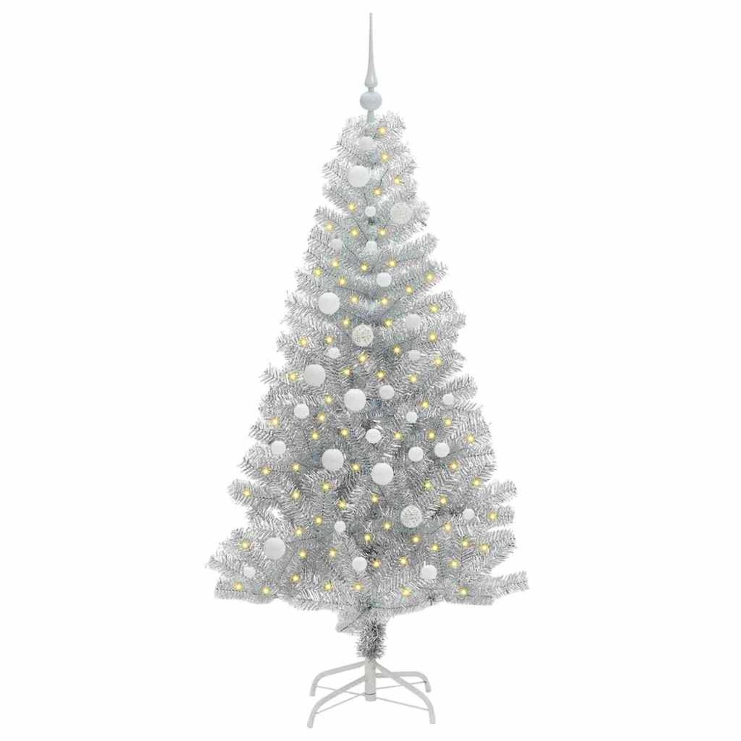 vidaXL Weihnachtsbaum mit 150 LEDs mit Ständer Silber 150 cm PET 3396664