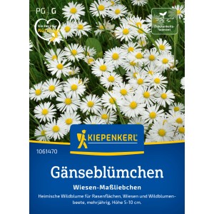 Kiepenkerl Gänseblümchen Samenpackung mit weißen Wiesen-Maßliebchen Blüten.