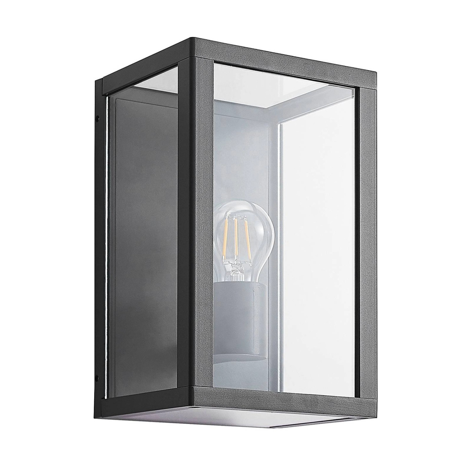 Lindby Wandleuchte Außen Giavanna 9932040 Spritzwassergeschützt Modern in Schwarz aus Aluminium 1-flammig E27
