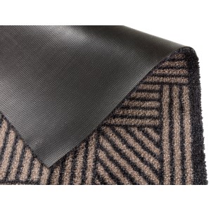 Schmutzfangmatte Manhattan in Beige-Anthrazit mit Streifengitter, 67x100 cm.