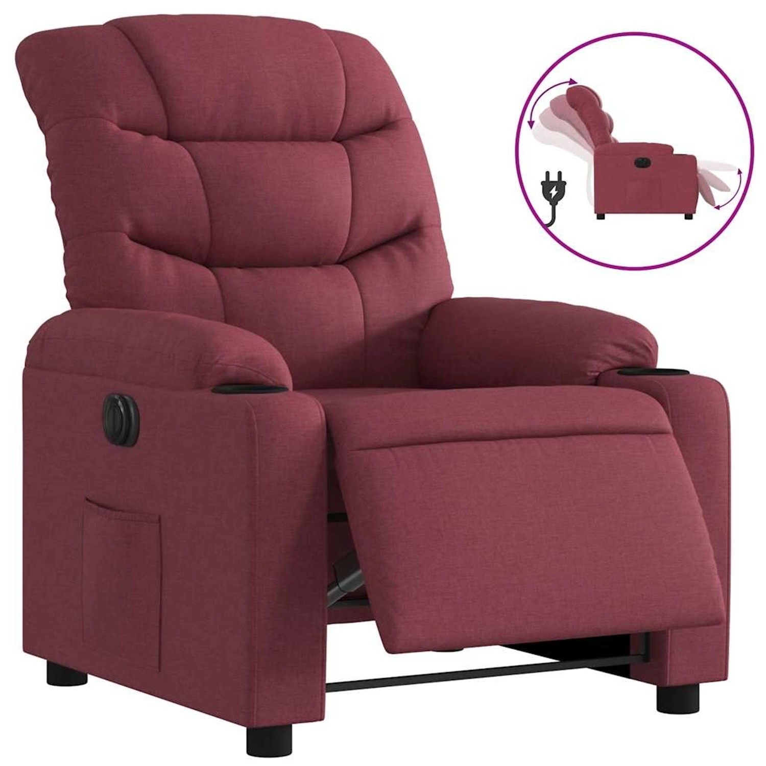 vidaXL Relaxsessel Elektrisch Weinrot Stoff 3206630 günstig online kaufen