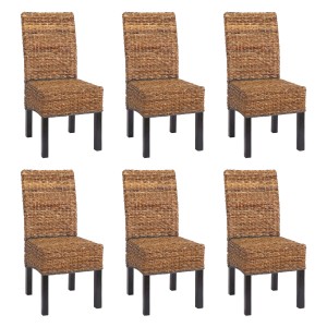 CHEFGASTRO Esszimmerstuhl 6er-Set Korbstuhl Stuhl Malibu Bananengeflecht 96x46x41cm Sitzhöhe 46cm Dunkel Ohne Kissen