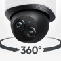 Eufy Flutlichtkamera E340 mit 360° Ansicht, zwei Objektiven und LED-Flutlicht für optimale Überwachung.