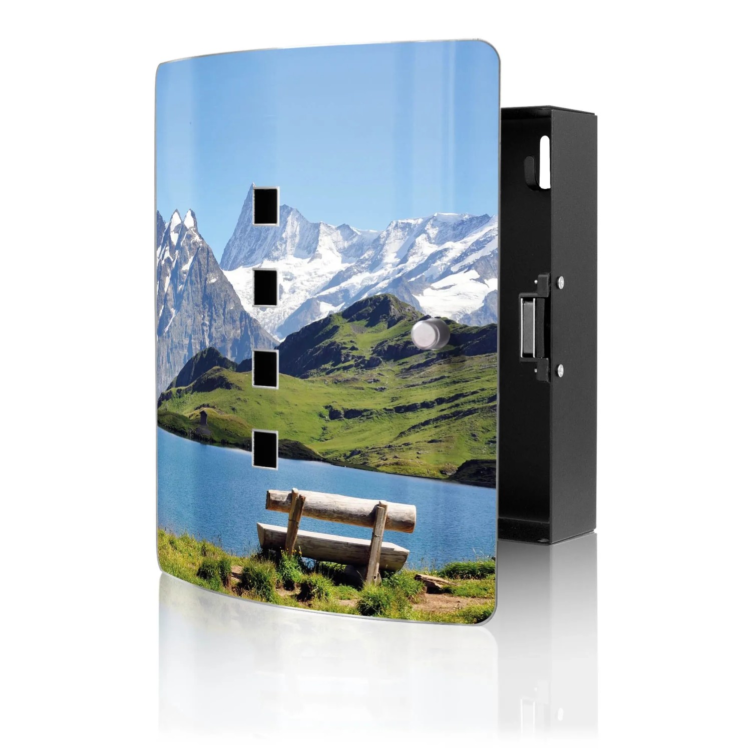 Banjado Design Schlüsselkasten Aus Edelstahl Für 10 Schlüssel 24x21,5x7cm Mit Magnetverschluss Motiv Alpen