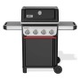 Schwarzer Weber Gasgrill E-410 Spirit mit 4 Brennern und Seitentischen.