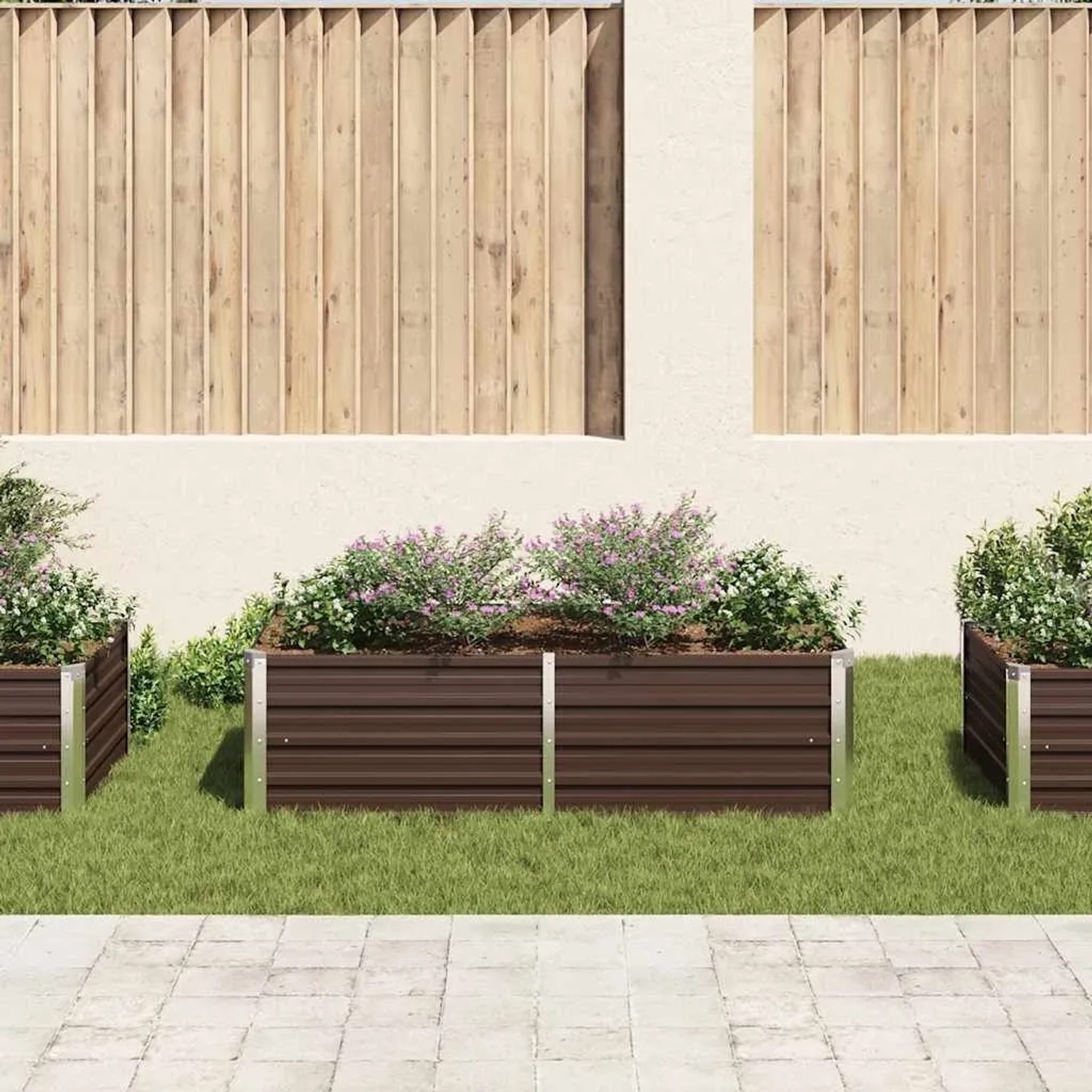 Braunes furnicato Metall-Hochbeet (160x80x45 cm) aus verzinktem Stahl für Garten und Balkon.