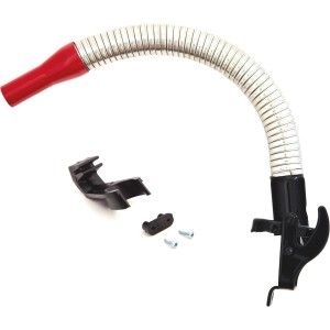 Flexibler Ausgießer für Kraftstoffkanister (Metall) mit Halterung, rot. Pannenhilfe für sicheres Betanken.