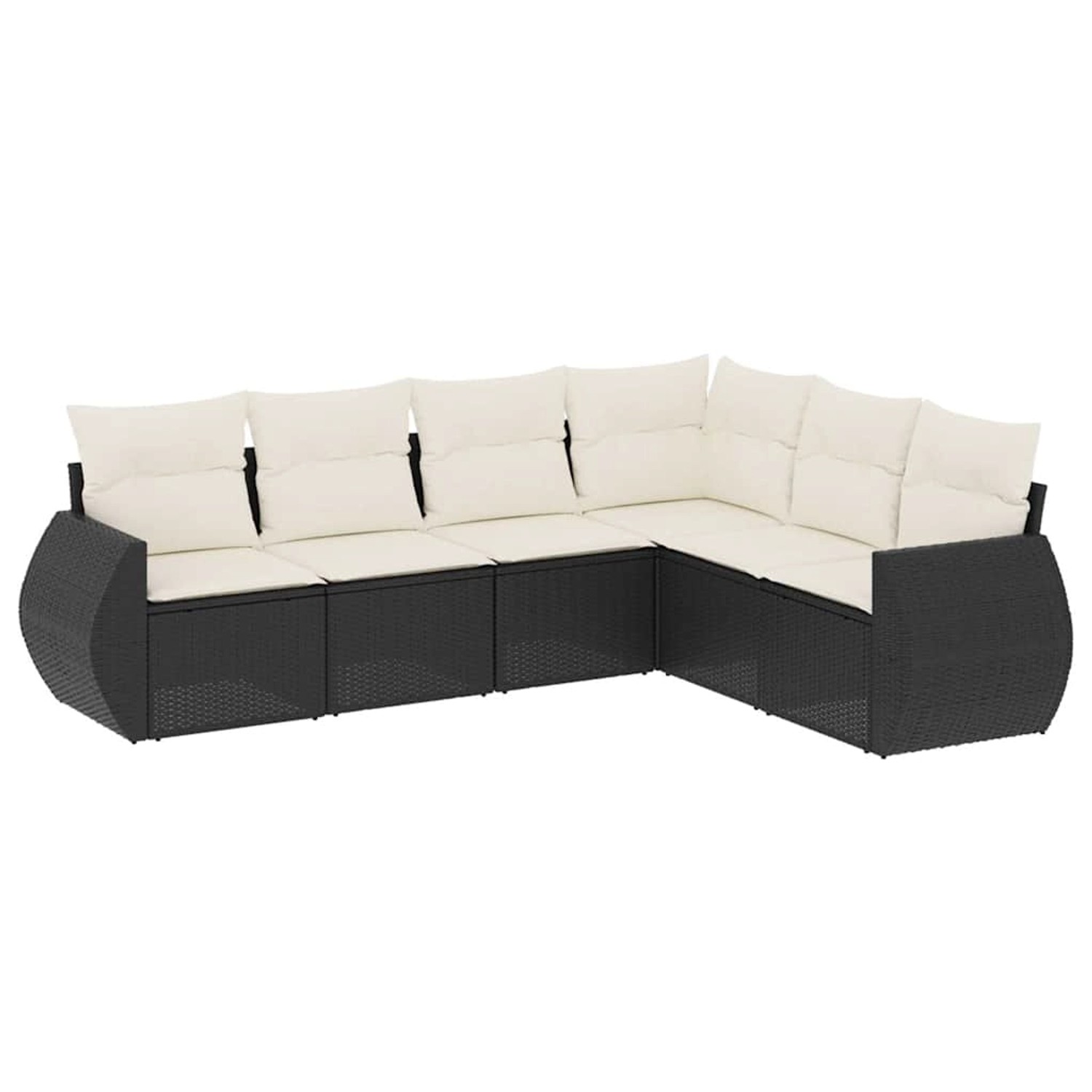 vidaXL 6-Tlg Garten-Sofagarnitur mit Kissen Schwarz Poly Rattan 3253743 günstig online kaufen