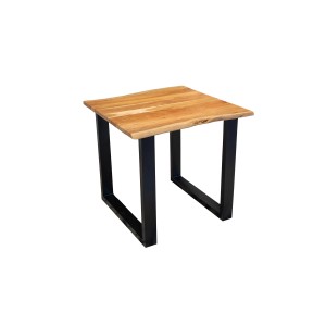 SAM Esstisch QUINN mit Baumkante aus Akazie, 80x80 cm, schwarzes U-Gestell.