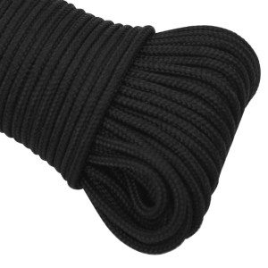 Schwarzes Bootsseil, 3 mm dick, 100 m lang, aus Polypropylen.
