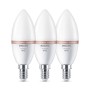 3er Set Philips WIZ E14 LED-Leuchtmittel in Kerzenform, 2700K, 470lm, 5W, smarte Steuerung.