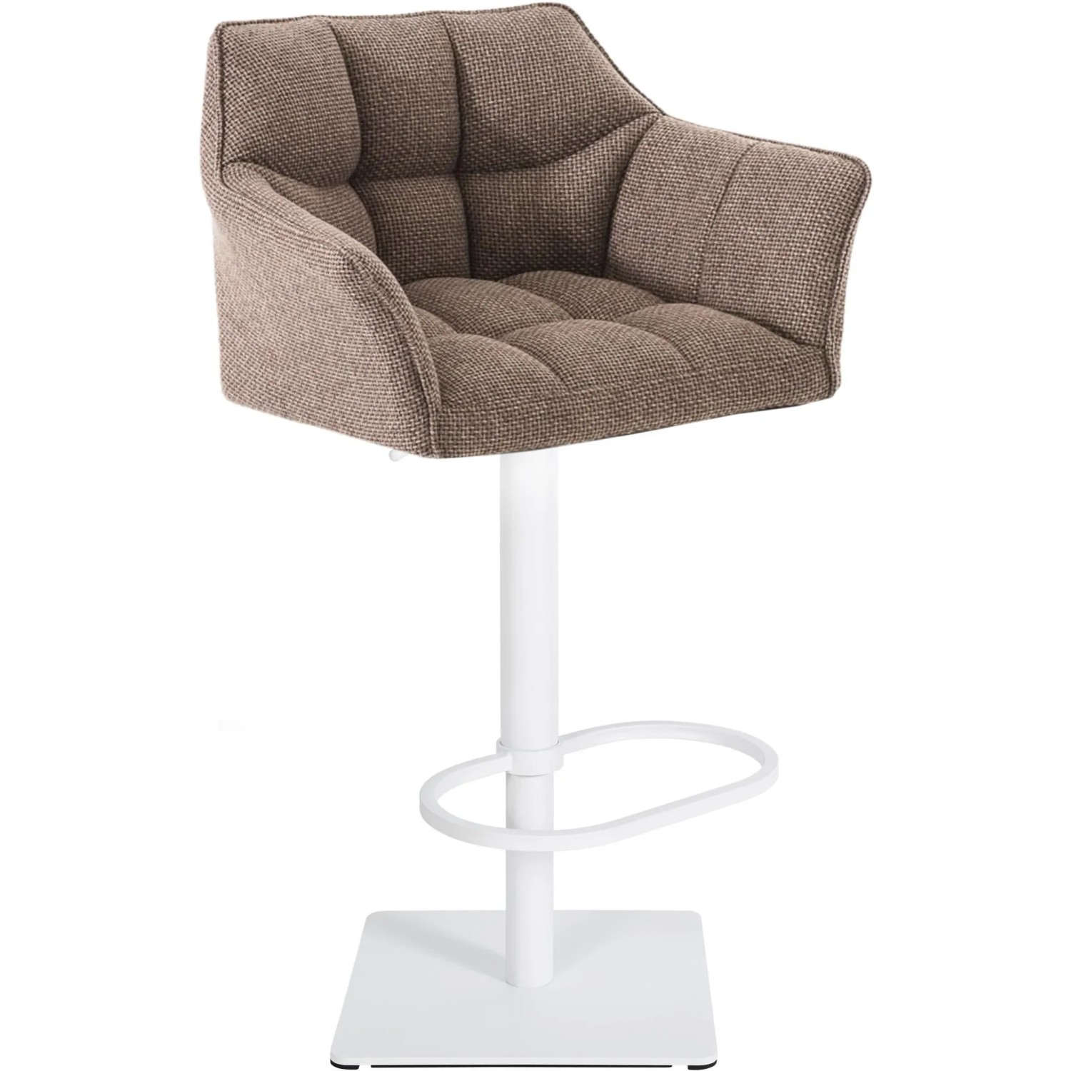 DELUKE Barhocker SIHAR Stoff Terrabraun 64x45x88cm Weiß Barstuhl Höhenverstellbar Mit Lehne Drehbar Tresenhocker Tresenstuhl