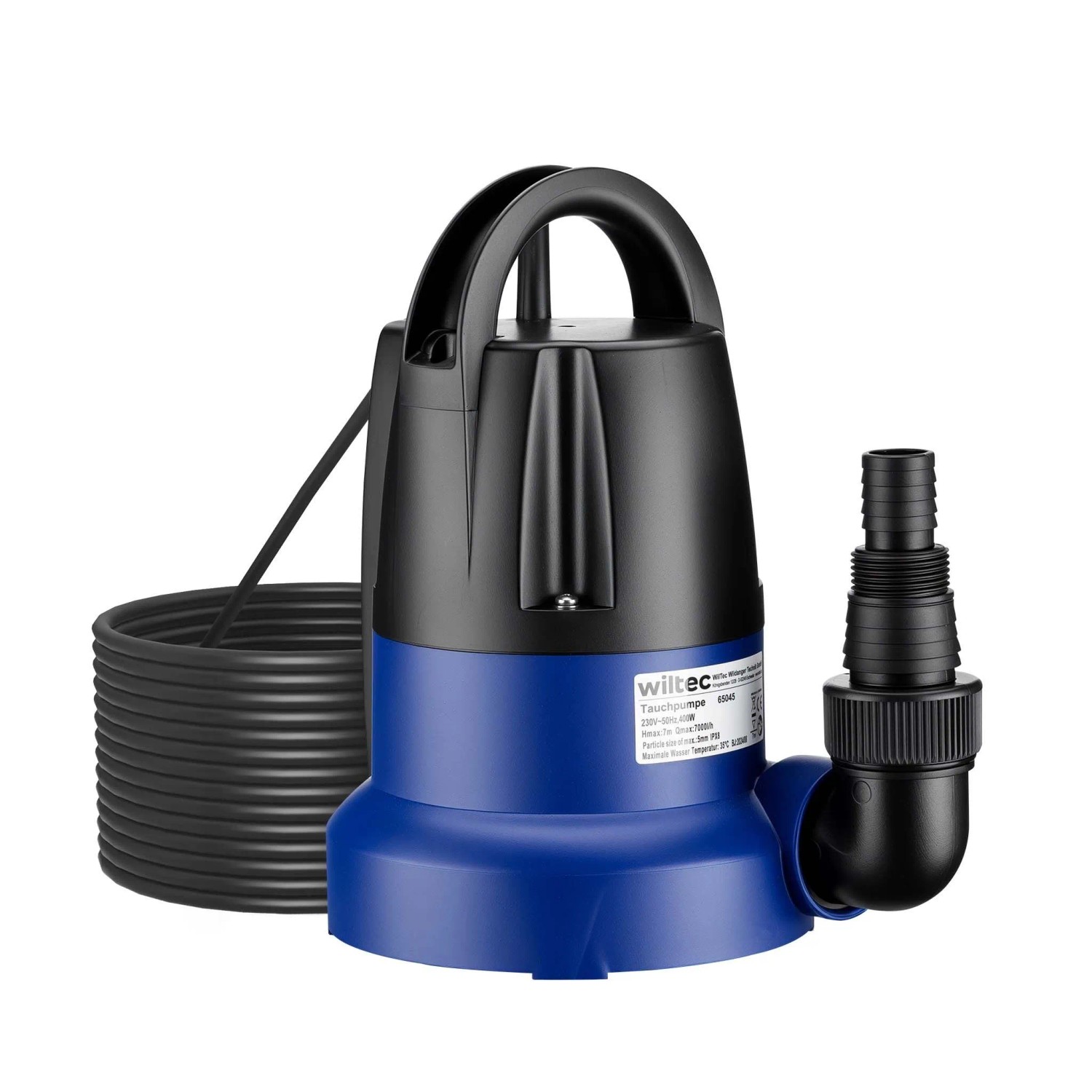 Wiltec Tauchpumpe 400W 7000L/H Schmutzwasserpumpe Flachsaugpumpe Für Keller