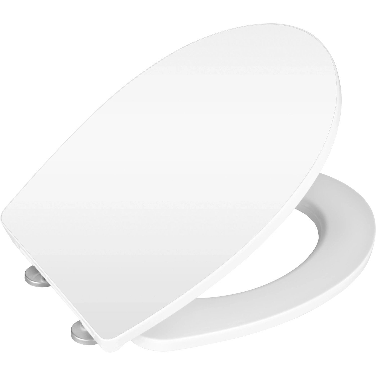 Wenko WC-Sitz White, Acryl Hochglanz mit Absenkautomatik. Weißer Duroplast Toilettendeckel mit Edelstahl-Befestigung.