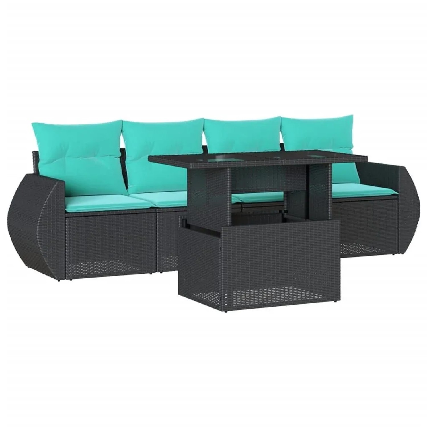 vidaXL 5-Tlg Gartensofa-Set mit Kissen Schwarz Polyrattan 3268357 günstig online kaufen