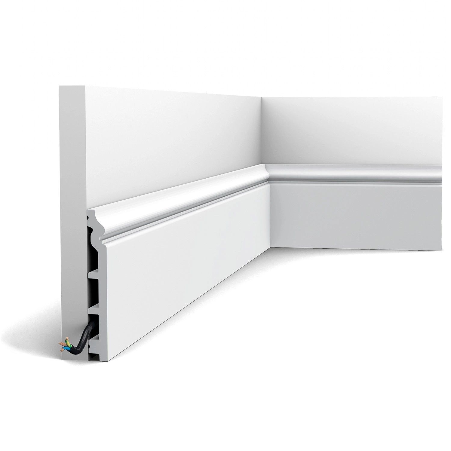 ORAC DECOR SX118-RAL9003 LUXXUS CONTOUR Sockelleiste bereits lackiert 2 m 200 cm x 13,8 cm x 1,8 cm Weiß