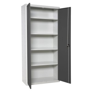 PROREGAL Stahlschrank AMEGO HxBxT 180 x 80 x 40 cm 4x Fachboden Anthrazit-Weiß Metallschrank Flügeltürenschrank