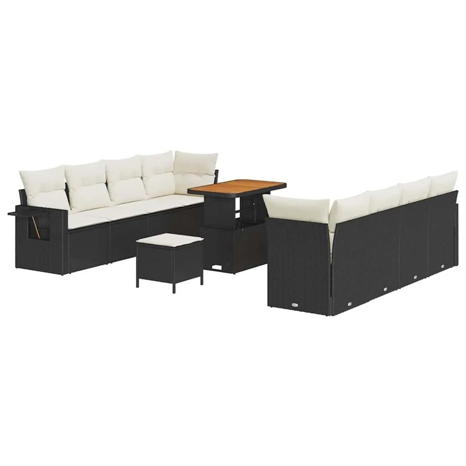 vidaXL Gartensofa-set mit Kissen 11-Tlg Schwarz und Creme Poly-Rattan 33636 günstig online kaufen