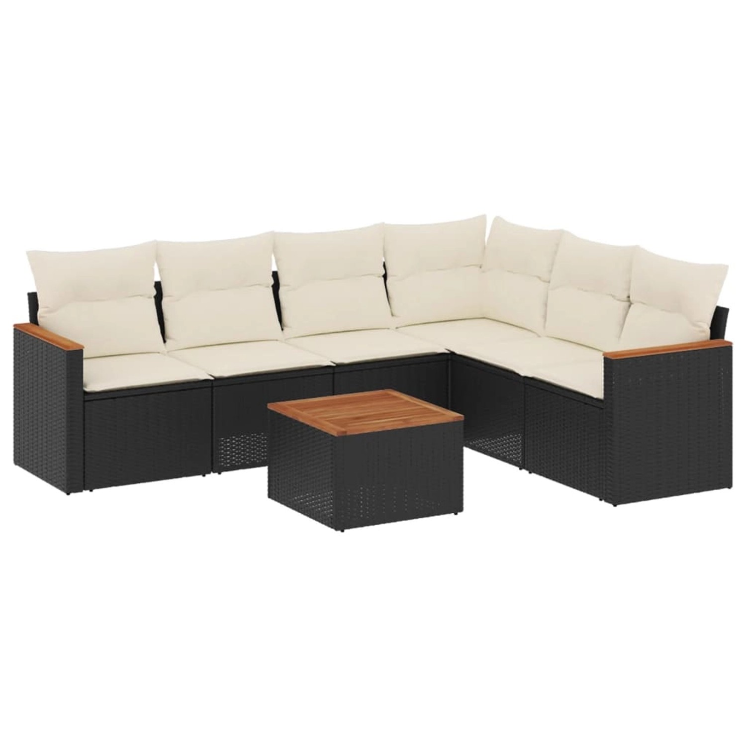 vidaXL 7-Tlg Garten-Sofagarnitur mit Kissen Schwarz Poly Rattan 3226007 günstig online kaufen