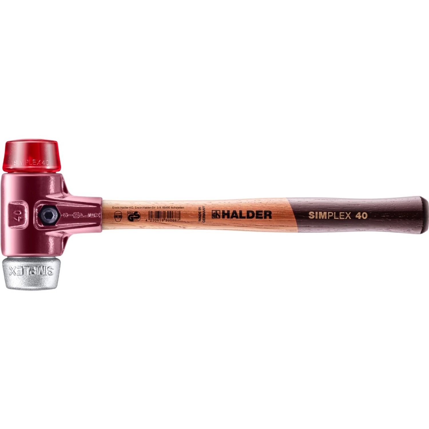 Halder Simplex Schonhammer Ø 40 mm Plastik Rot   Weichmetall mit Temperguss günstig online kaufen