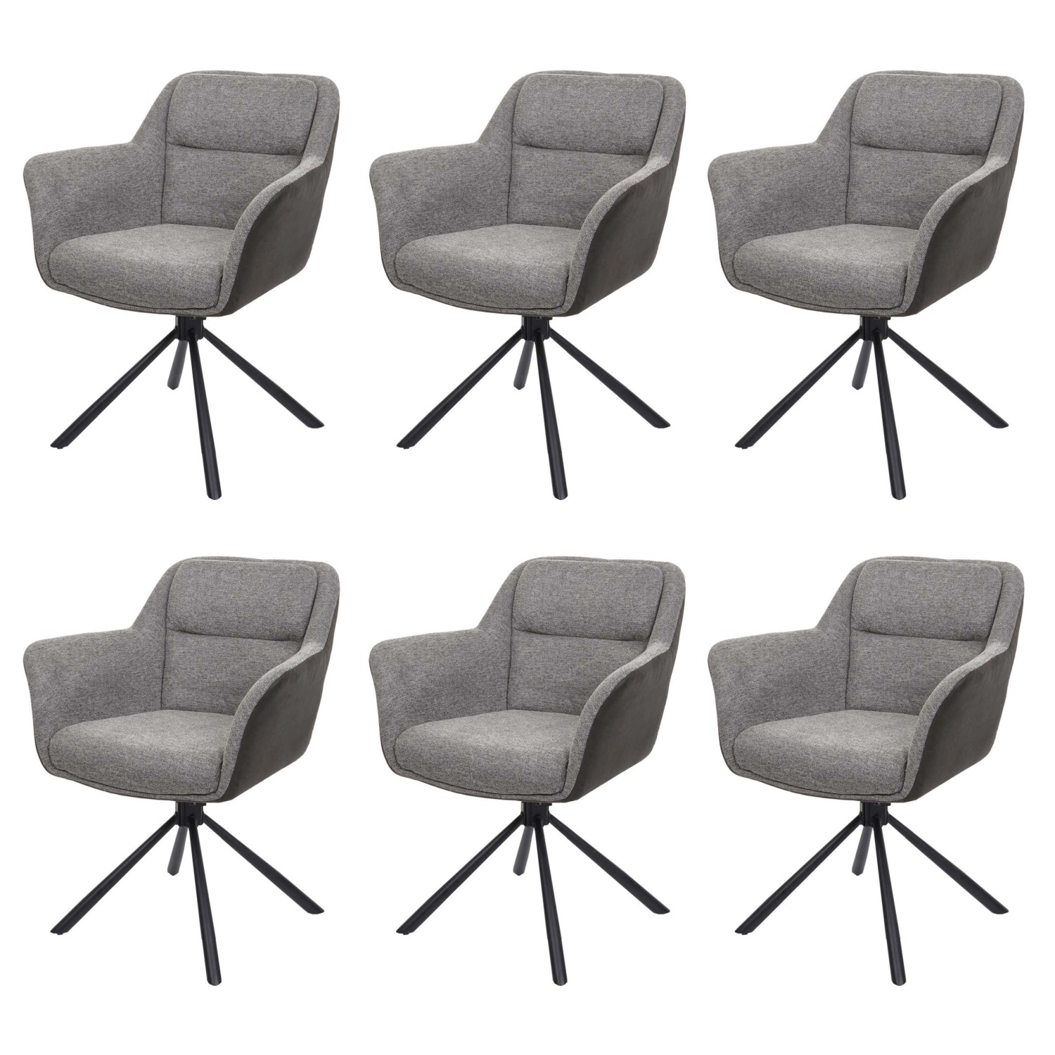 MCW Esszimmerstuhl K33 6er-Set Kunstleder Grau-dunkelgrau günstig online kaufen
