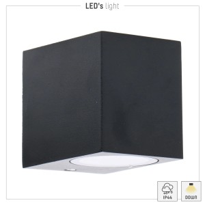 Schwarze, eckige LED`s light Außenwandleuchte für blendfreie Beleuchtung.