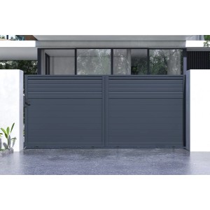 Elektrisches Schiebetor Carpatia 4M, anthrazit, mit Antrieb Ranger C300 für Gartenzufahrten.