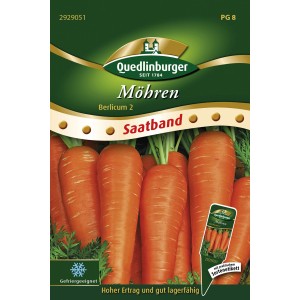 Saatband Möhren Berlicum 2 von Quedlinburger: Aromatische Gemüsesamen für die Sommer- und Herbsternte im Gemüsebeet.