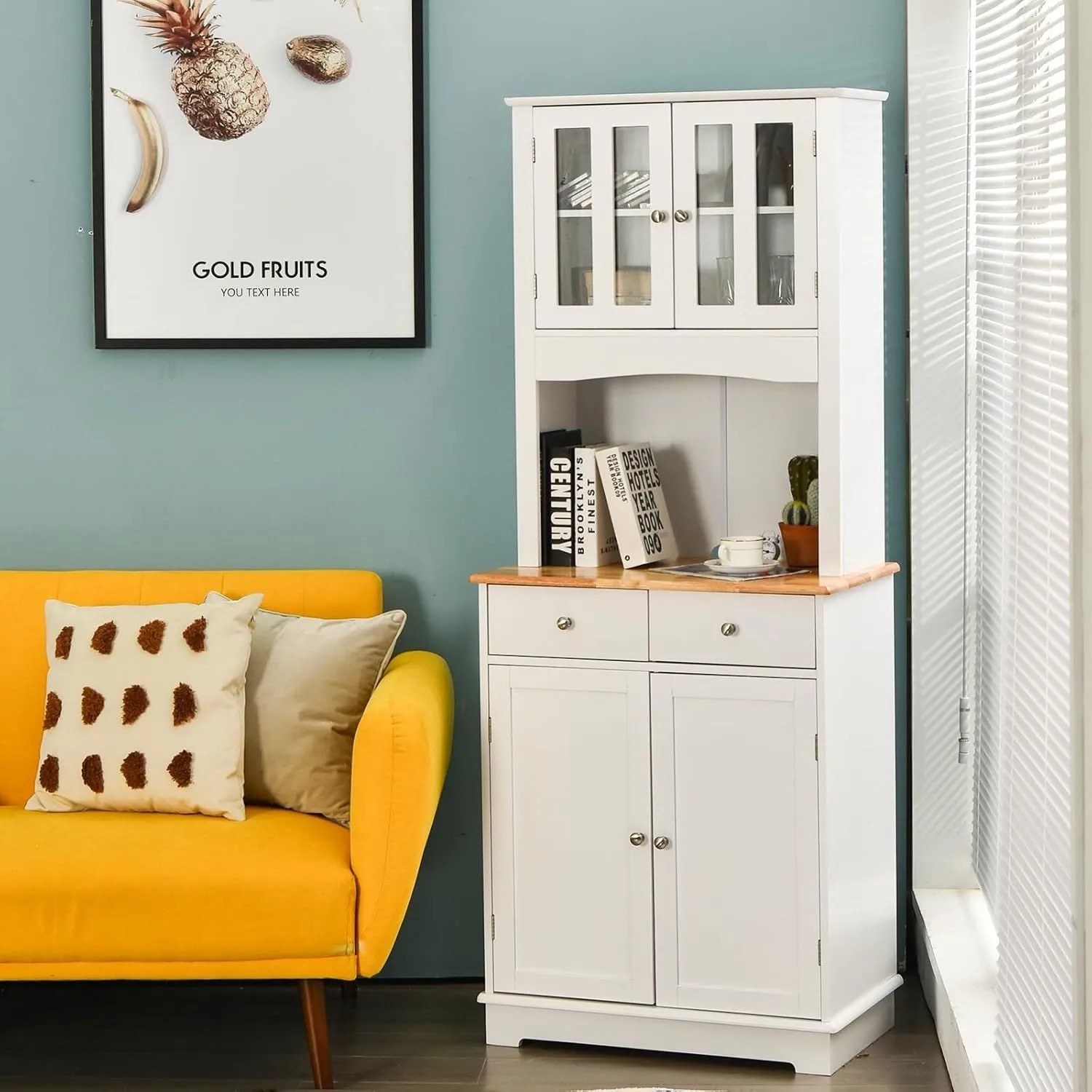 Costway Küchenschrank Buffetschrank Weiß Hoch 170 cm_5