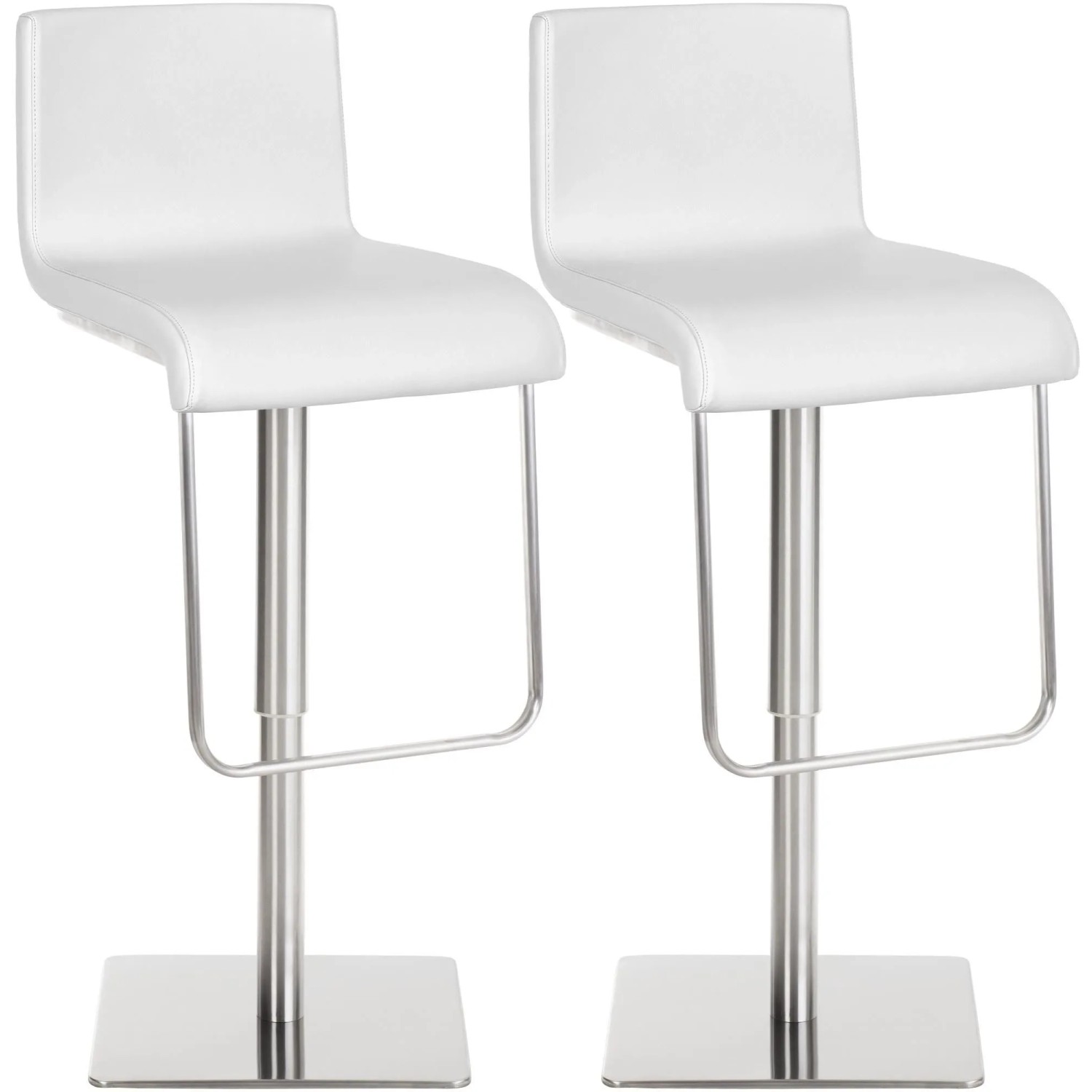 CLP 2er Set Barhocker Limon Kunstlederbezug Weiß/Edelstahl