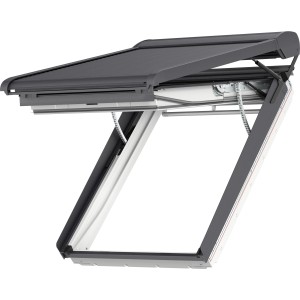 Velux Elektro-Rollladen, dunkelgrau, für Fenster 66x118cm. Hitzeschutz und Verdunkelung.